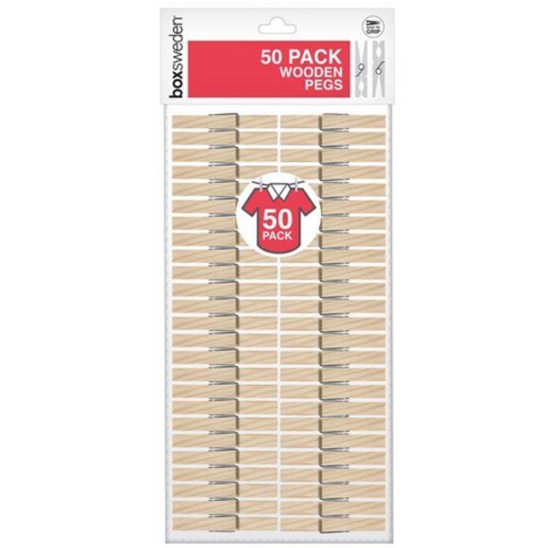 50 Pack Wooden Clothes Pegs - The Base Warehouse