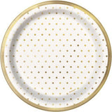 Load image into Gallery viewer, 8 Pack Gold Foil Mini Dots Paper Plates - 18cm - The Base Warehouse
