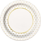 Load image into Gallery viewer, 8 Pack Gold Foil Mini Dots Paper Plates - 23cm - The Base Warehouse
