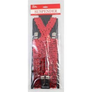 70CM SEQUIN SUSPENDERS RED - The Base Warehouse