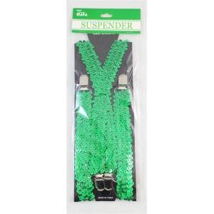 70CM SEQUIN SUSPENDERS GREEN - The Base Warehouse