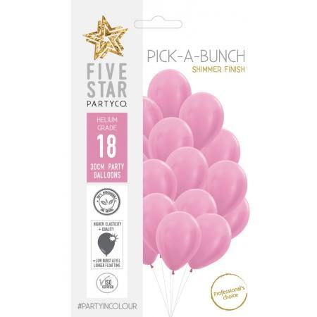 18 Pack Shimmer Pearl Pink Latex Balloons - 30cm - The Base Warehouse