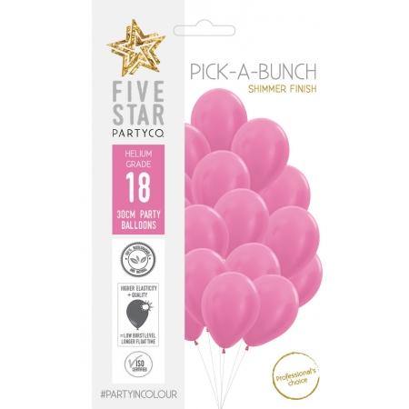 18 Pack Shimmer Pearl Fuchsia Latex Balloons - 30cm