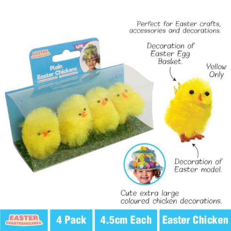 4 Pack Large Easter Chicken - 4.5cm - The Base Warehouse