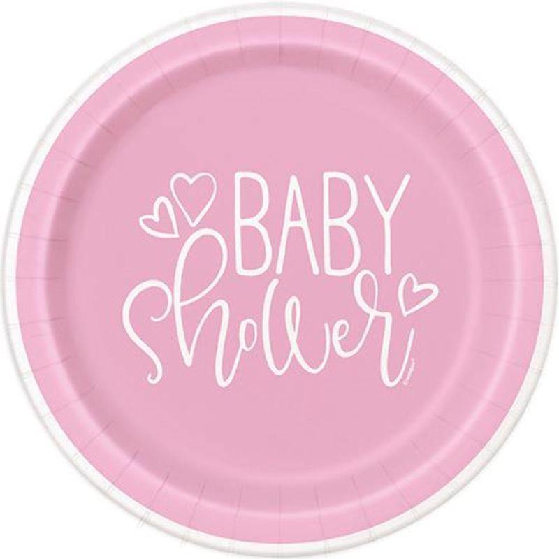 8 Pack Pink Heart Plates - 18cm - The Base Warehouse