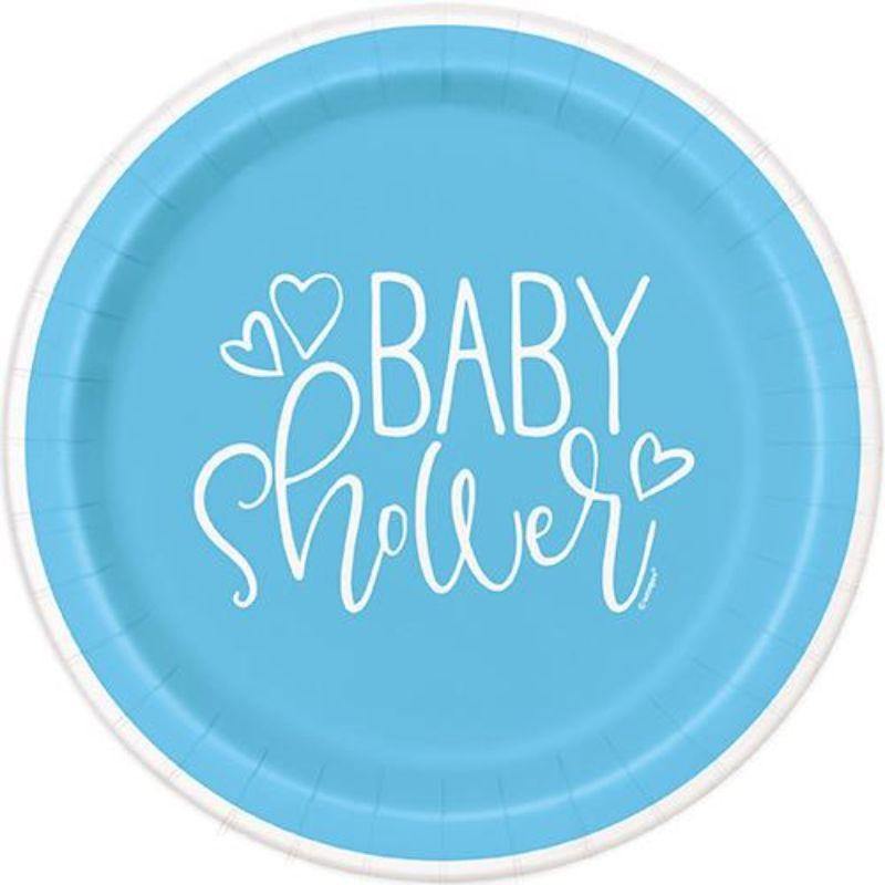 8 Pack Blue Heart Plates - 18cm - The Base Warehouse