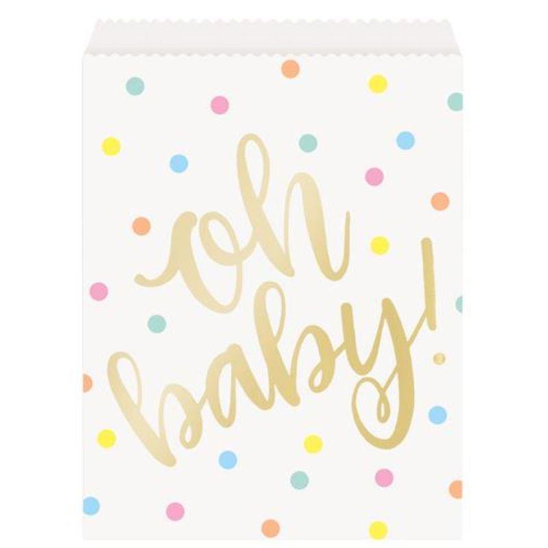 8 Pack Oh Baby Foil Stamped Goodie Bags - 22.5cm x 16cm - The Base Warehouse