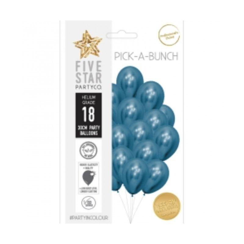 18 Pack Reflex Blue Latex Balloons - 30cm - The Base Warehouse