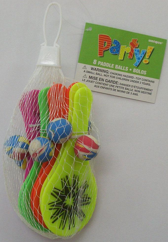 8 Pack Mini Toy Blast Paddle Balls