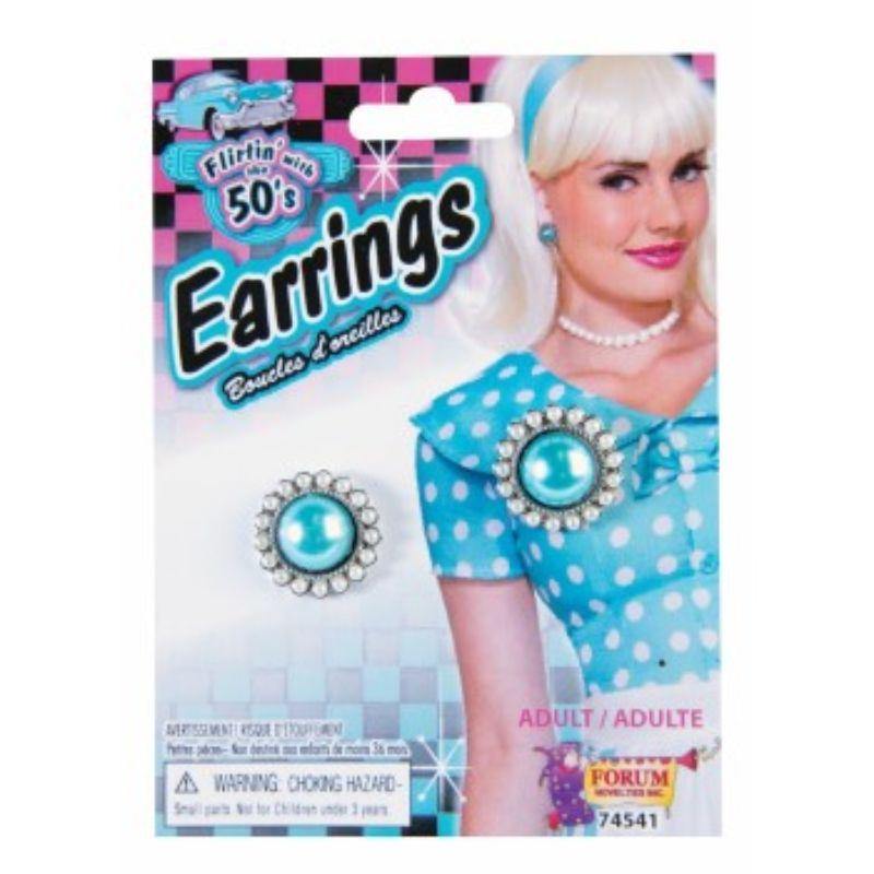 50s Teal Round Earrings