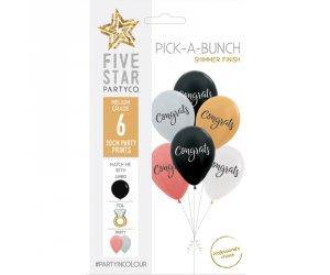 6 Pack Congrats Mix Latex Balloon - 30cm - The Base Warehouse