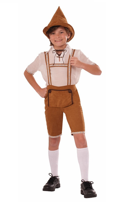 Boys Storybook Hansel German Lederhosen Costume - Medium