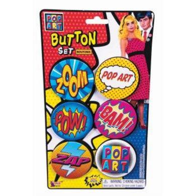 6 Pack Pop Art Button Set - The Base Warehouse