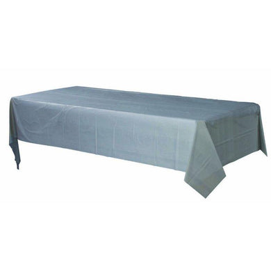 Silver Plastic Rectangle Tablecover - 1.37m x 2.74m - The Base Warehouse