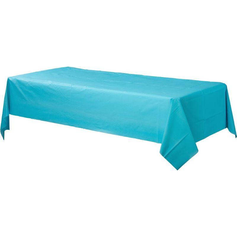 Caribbean Blue Plastic Rectangle Tablecover - 1.37m x 2.74m - The Base Warehouse