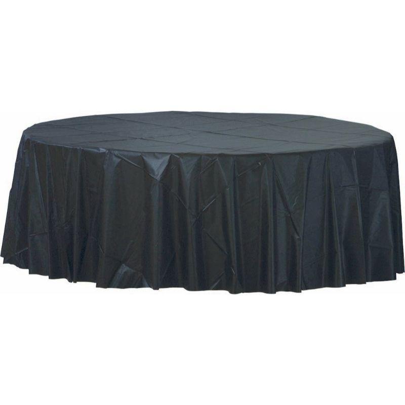 Jet Black Plastic Round Tablecover - 2.1m - The Base Warehouse