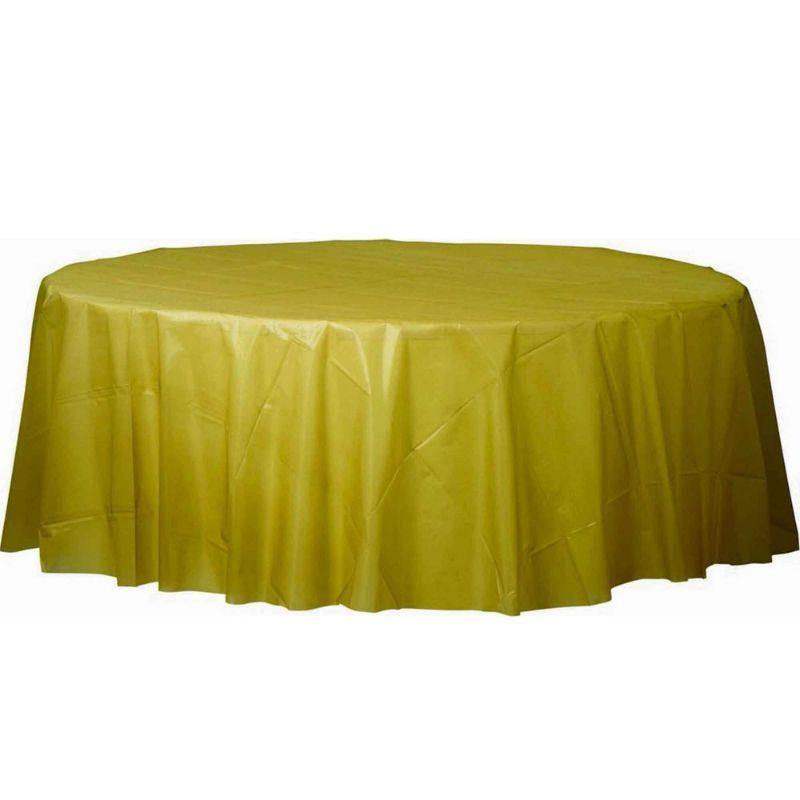 Gold Sparkle Plastic Round Tablecover - 2.1m - The Base Warehouse