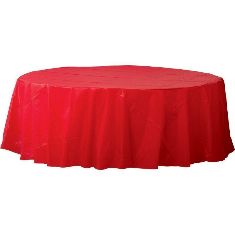 Apple Red Plastic Round Tablecover - 2.1m - The Base Warehouse