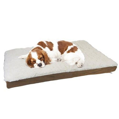 Brown Suede Orthopedic Pet Bed - 75cm x 50cm x 8cm - The Base Warehouse