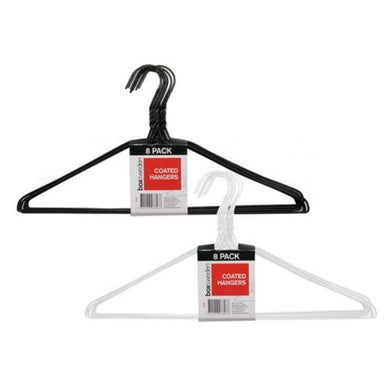 8 Pack Coated Wire Clothes Hangers - The Base Warehouse