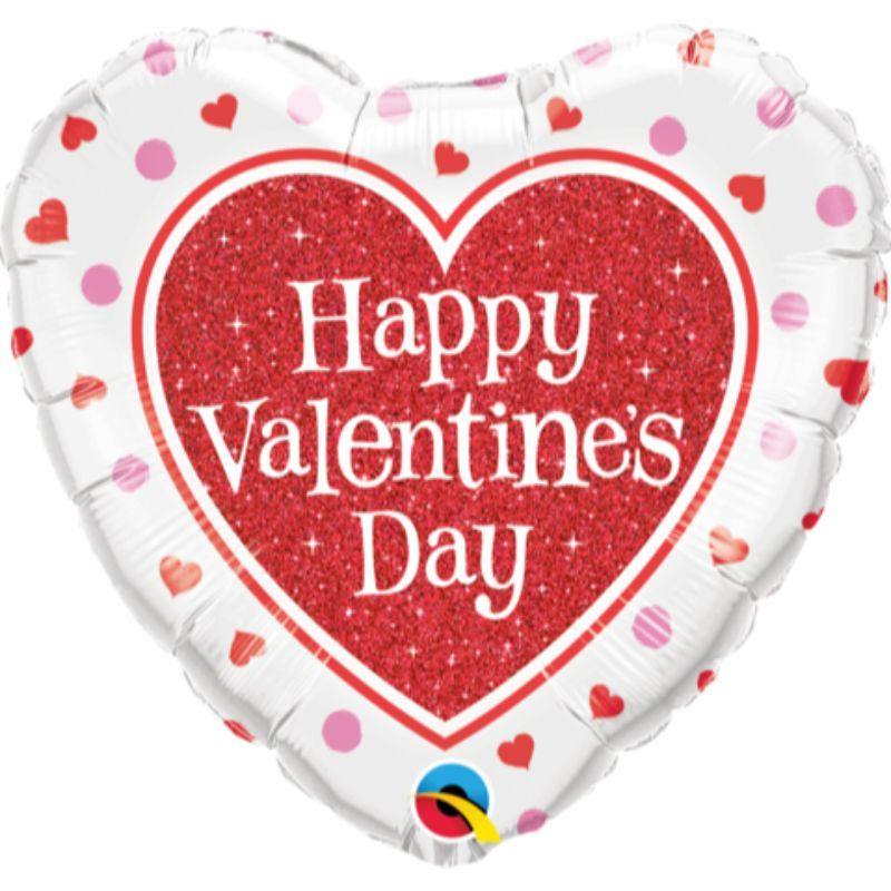 Valentines Red Glitter Heart Foil Balloon - 45cm - The Base Warehouse