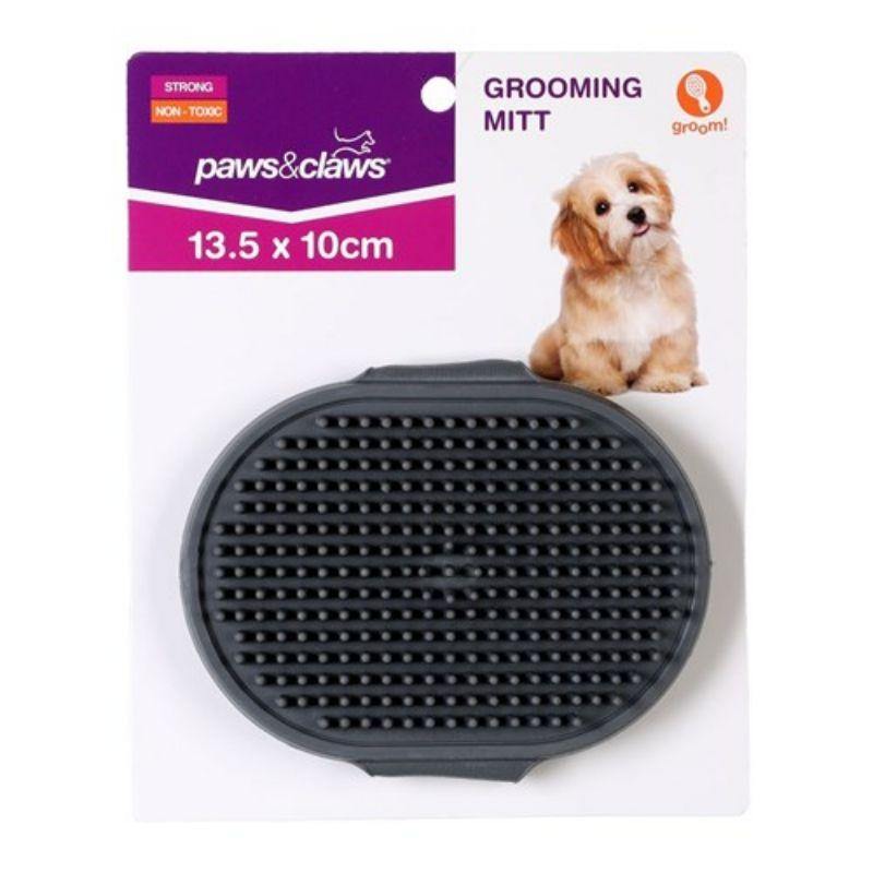 Grey Rubber Grooming Mitt - 13.5cm x 10cm - The Base Warehouse