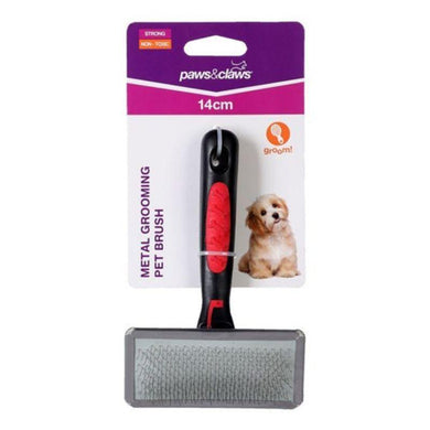 Black & Red Metal Grooming Pet Brush - 14cm - The Base Warehouse