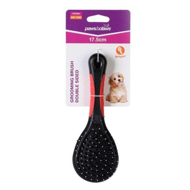 Black & Red Double Sided Grooming Brush - 17.5cm - The Base Warehouse