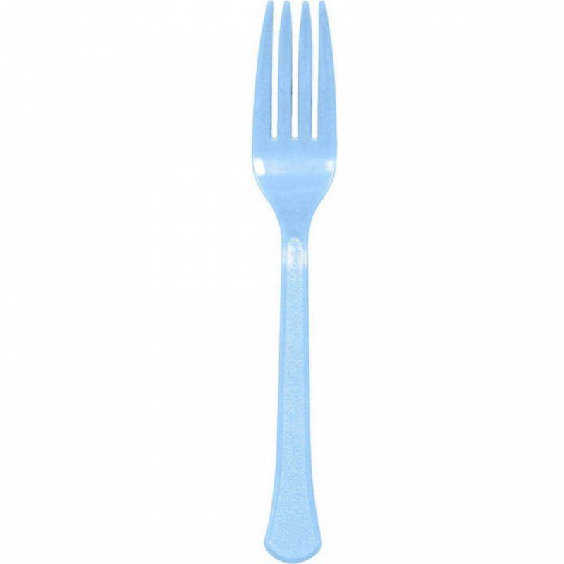 20 Pack Pastel Blue Heavy Weight Forks - The Base Warehouse
