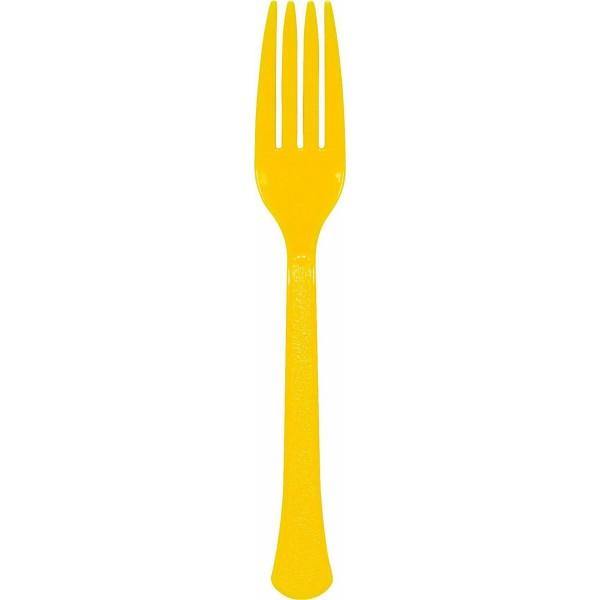 20 Pack Yellow Sunshine Heavy Weight Plastic Forks - The Base Warehouse