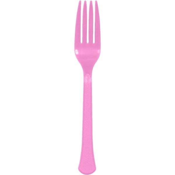 20 Pack Heavy Weight New Pink Plastic Forks - The Base Warehouse
