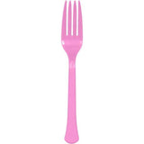 Load image into Gallery viewer, 20 Pack Heavy Weight New Pink Plastic Forks - The Base Warehouse
