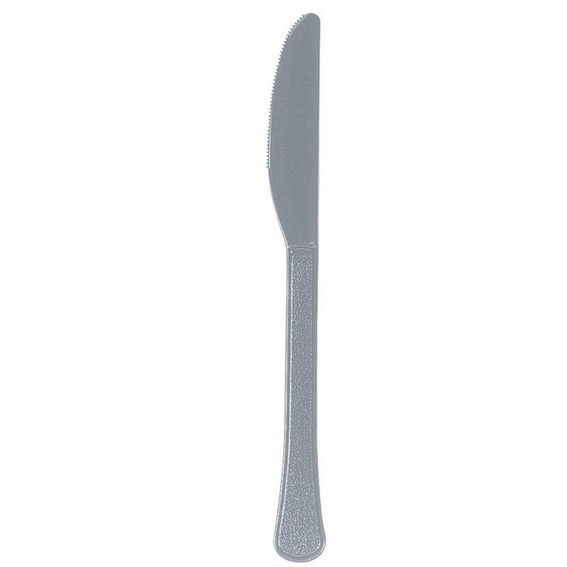 20 Pack Heavy Weight Silver Plastic Knives - The Base Warehouse