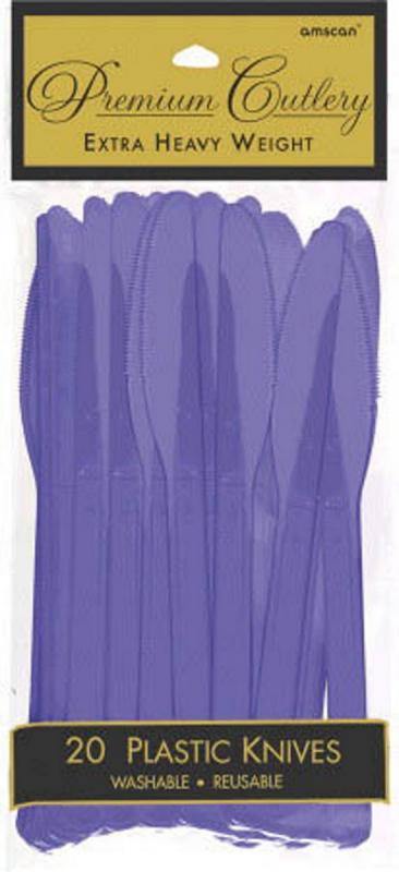 20 Pack New Purple Heavy Weight Plastic Knives - The Base Warehouse