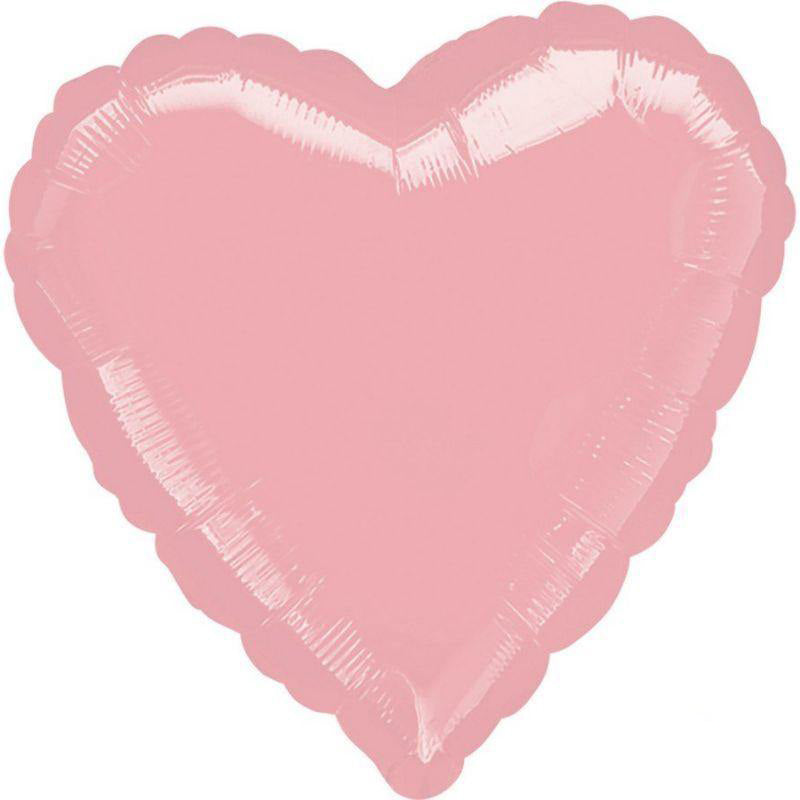 Metallic Pearl Pastel Pink Heart Foil Balloon - 45cm