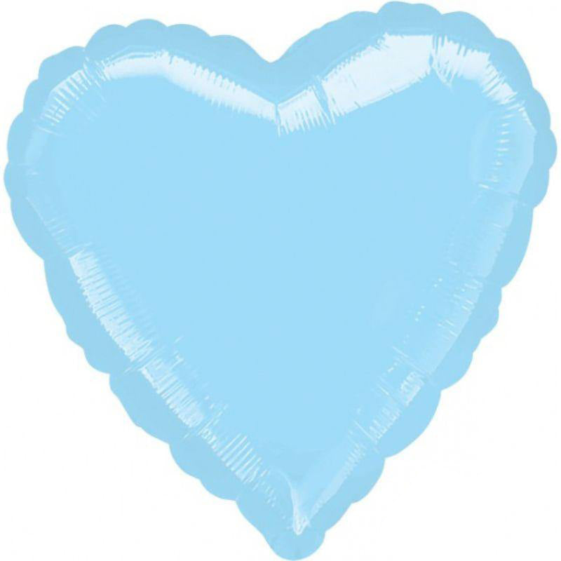 Metallic Pastel Pearl Blue Heart Foil Balloon - 45cm