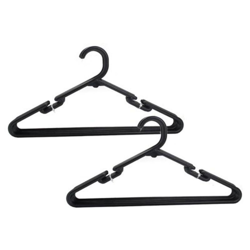 30 Pack Black Plastic Clothes Hangers - 40cm