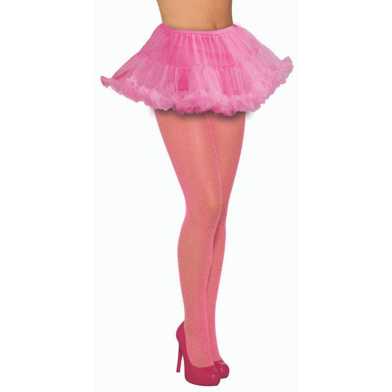 Womens Hot Pink Glittering Fishnet Stockings - The Base Warehouse