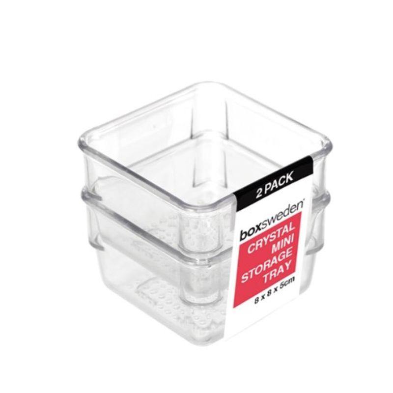 2 Pack Crystal Mini Storage Tray - 8cm x 8cm x 5cm - The Base Warehouse