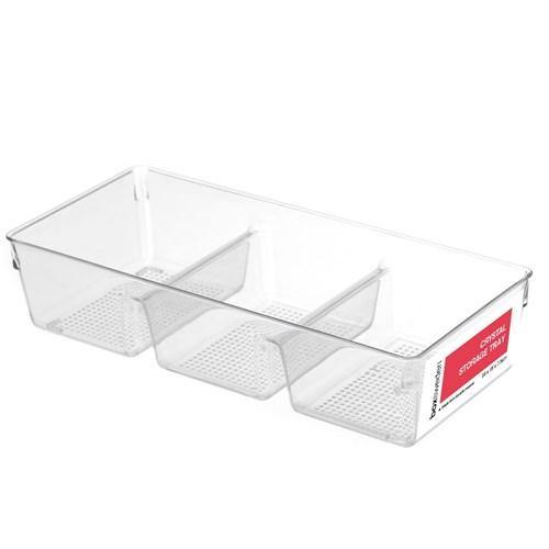 Crystal 3 Section Storage Container - 34cm x 15cm x 7.5cm - The Base Warehouse