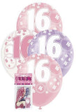 Load image into Gallery viewer, 6 Pack 16th Glitz Pink Latex Balloons - 30cm
