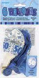 Load image into Gallery viewer, 6 Pack 50th Glitz Blue Latex Balloons - 30cm - The Base Warehouse
