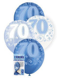 Load image into Gallery viewer, 6 Pack 70th Glitz Blue Latex Balloons - 30cm - The Base Warehouse
