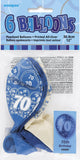 Load image into Gallery viewer, 6 Pack 70th Glitz Blue Latex Balloons - 30cm - The Base Warehouse
