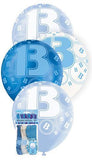 Load image into Gallery viewer, 6 Pack 13th Glitz Blue Latex Balloons - 30cm
