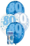 Load image into Gallery viewer, 6 Pack 80th Glitz Blue Latex Balloons - 30cm - The Base Warehouse
