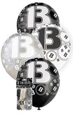 Load image into Gallery viewer, 6 Pack 13th Glitz Black Latex Balloons - 30cm
