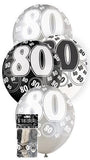 Load image into Gallery viewer, 6 Pack 80th Glitz Black Latex Balloons - 30cm - The Base Warehouse
