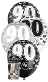 Load image into Gallery viewer, 6 Pack 90th Glitz Black Latex Balloons - 30cm - The Base Warehouse
