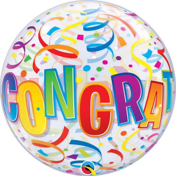 Congratlations Around Bubble Balloon - 55cm - The Base Warehouse